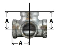 Galv Malleable Side Outlet Tee Diagram
